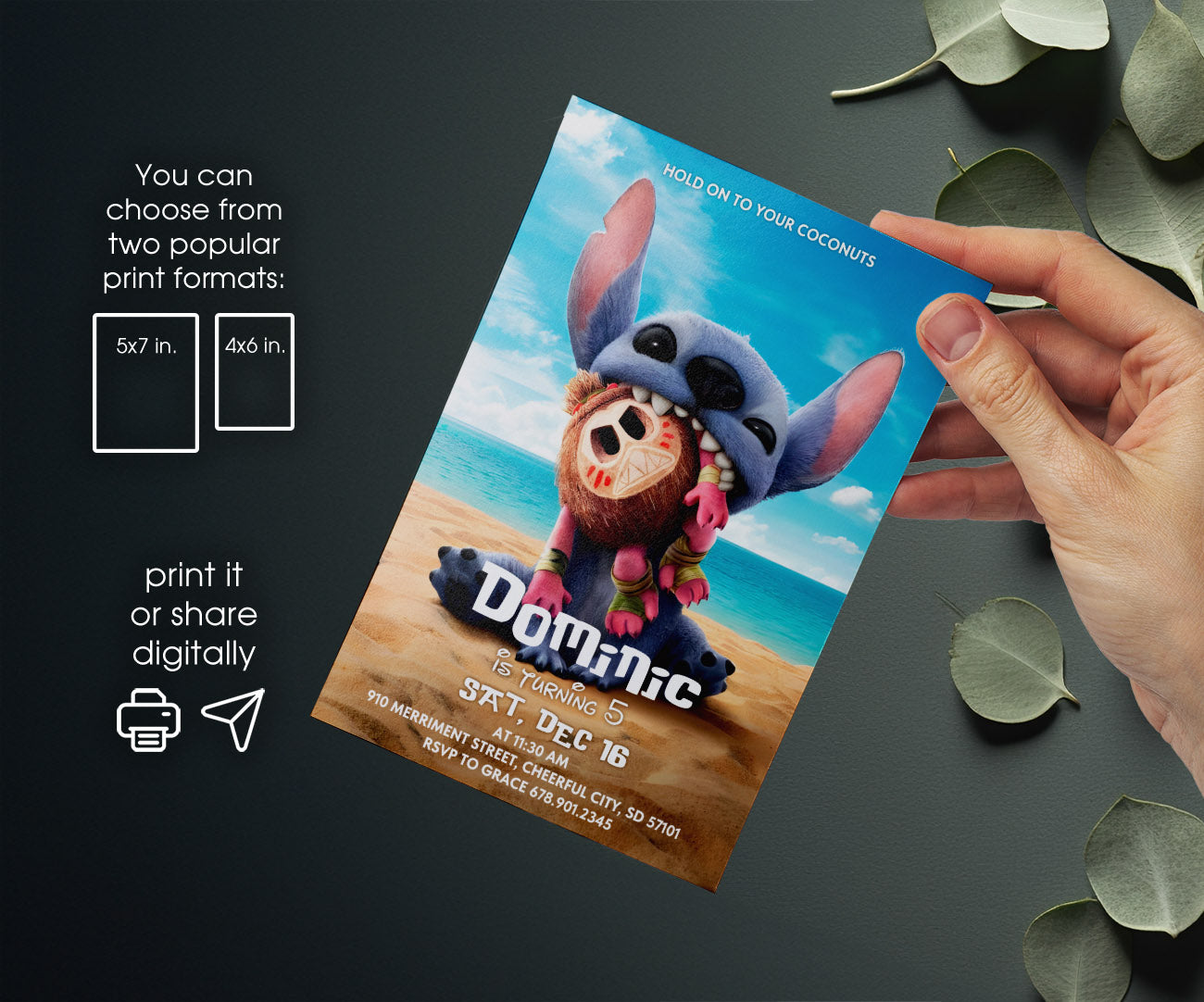Lilo & Stitch Aloha customizable invitation template | Share or Print | NV862