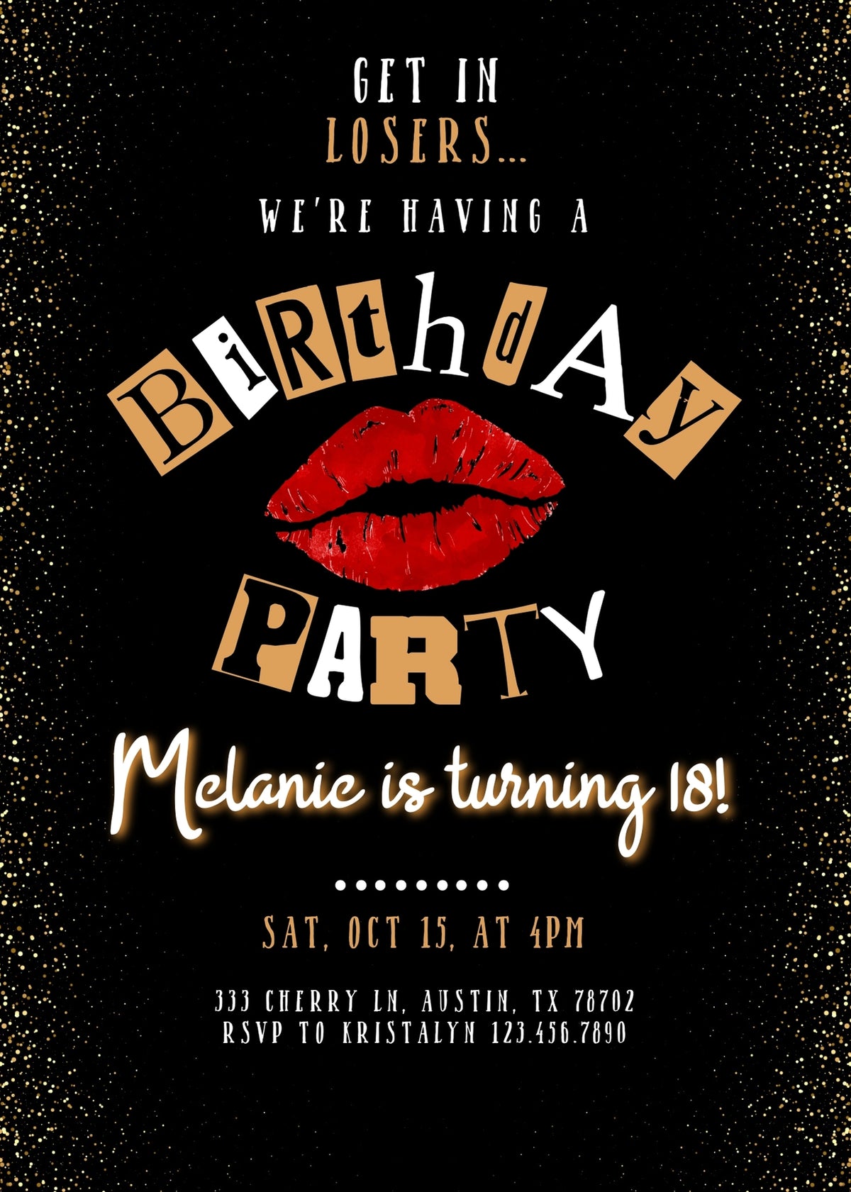 Mean Girls customizable invitation template | Share or Print | girl | MT075