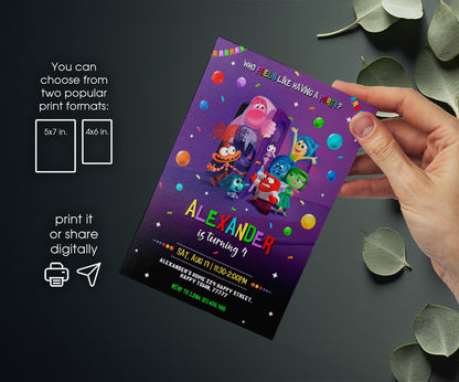 Inside Out 2 customizable invitation template | Share or Print | MN592