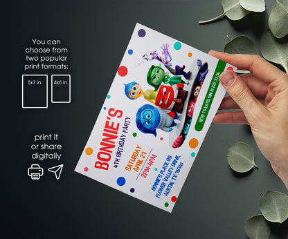 Inside Out 2 customizable invitation template | Share or Print | HW320