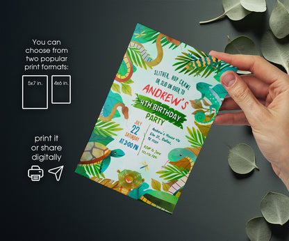 Reptile Lizard Snake customizable invitation template | Share or Print | KJ927