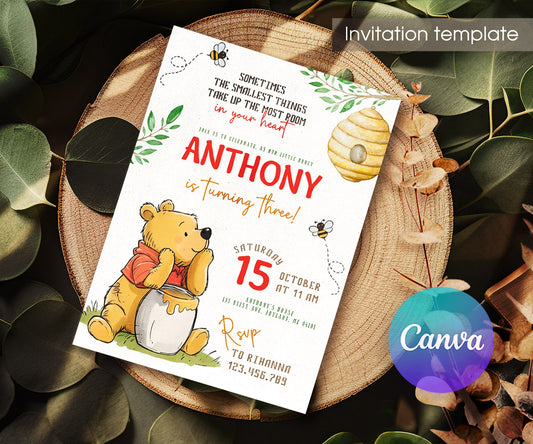 Winnie the Pooh customizable invitation template | Share or Print | VZ027