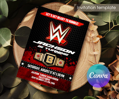 Wrestling WWE WrestleMania customizable invitation template | Share or Print | boy | NS868