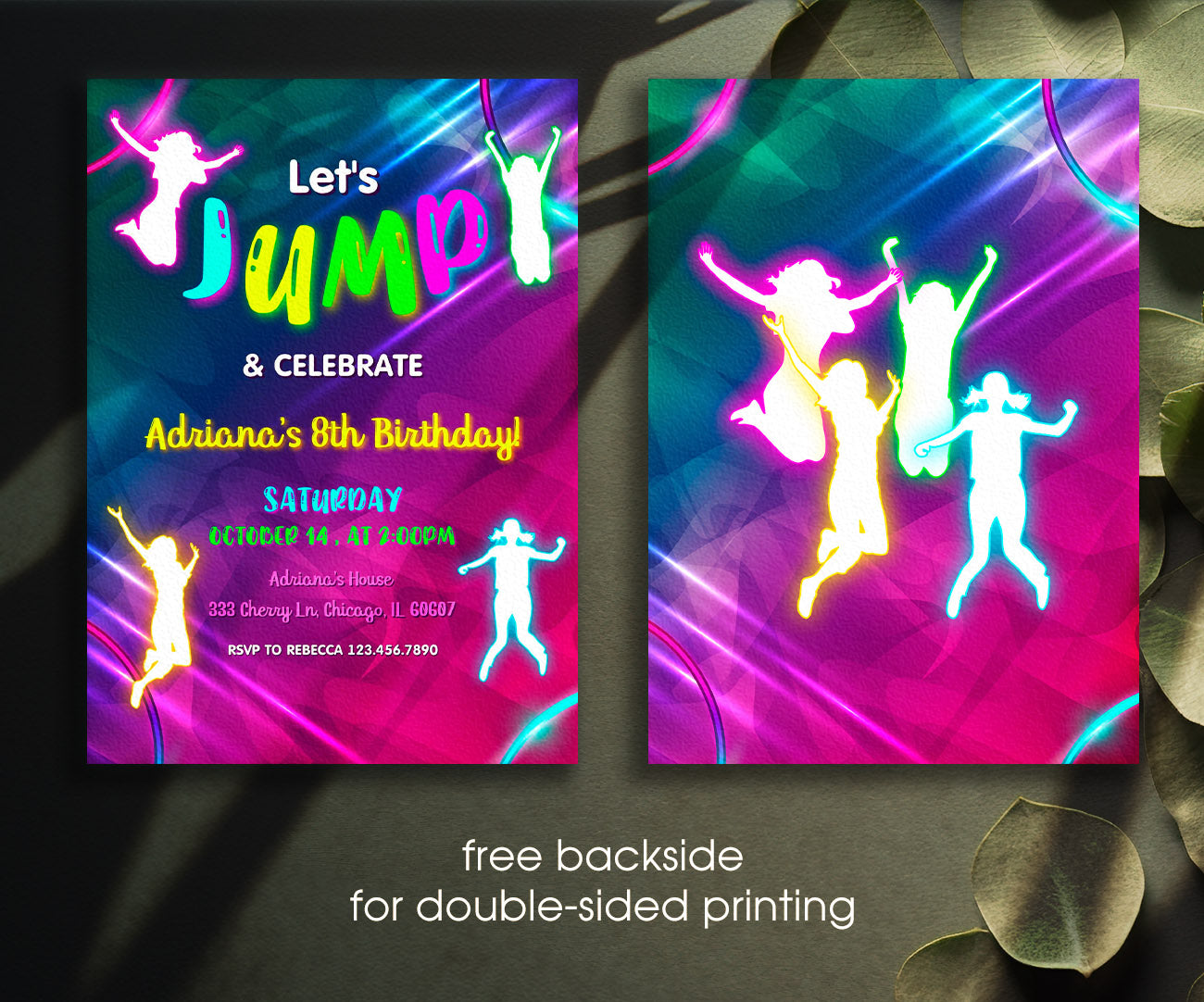 Trampoline Jump Party customizable invitation template | Share or Print | YC523