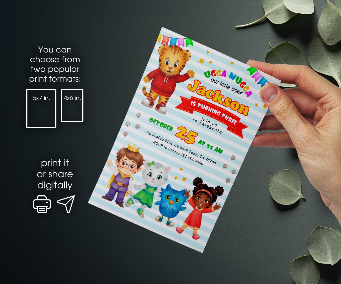 Daniel Tiger's Neighborhood customizable invitation template | Share or Print | GG063