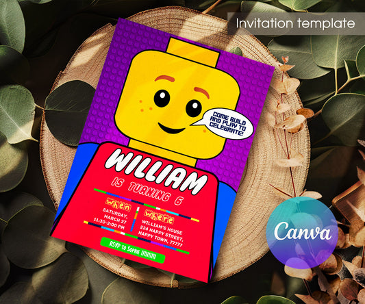Lego customizable invitation template | Share or Print | CJ952