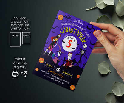 The Nightmare Before Christmas Halloween customizable invitation template | Share or Print | SQ214
