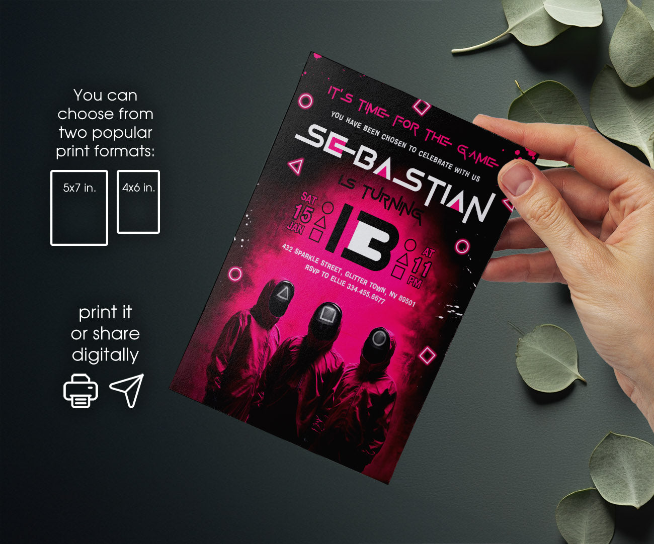 Squid Game customizable invitation template | Share or Print | NU237