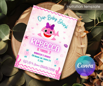 Baby Shark customizable invitation template | Share or Print | CC802