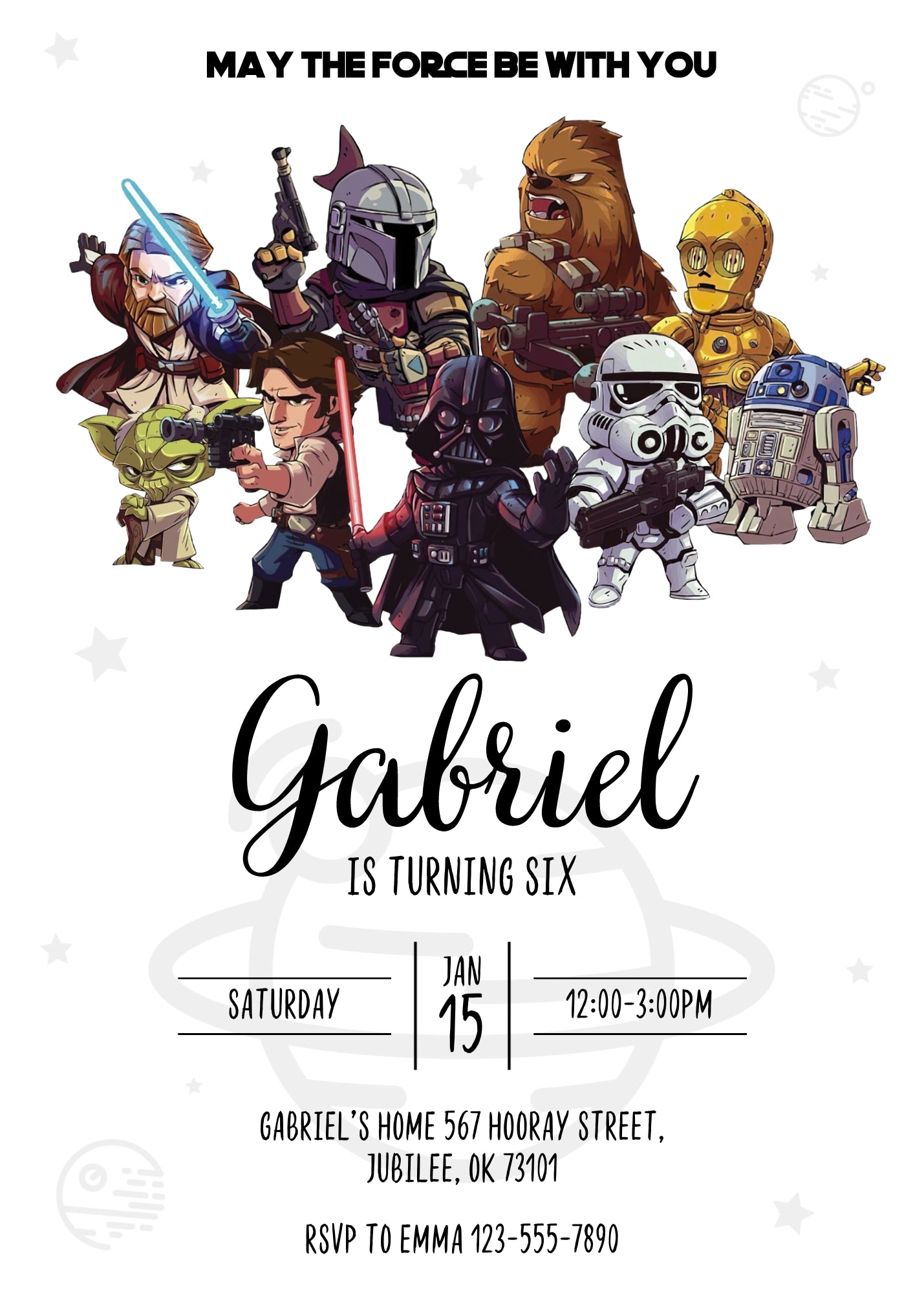 Star Wars Darth Vader customizable invitation template | Share or Print | boy | VN443