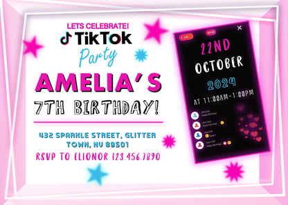 Tik Tok Party customizable invitation template | Share or Print | LW107