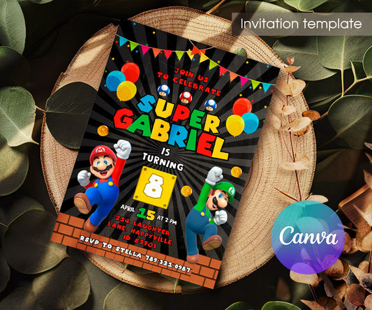 Super Mario Bros customizable invitation template | Share or Print | ZZ321
