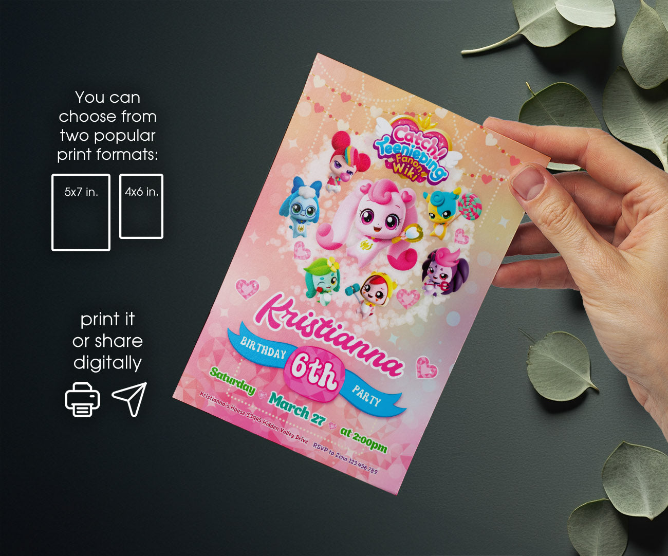 Catch Teenieping customizable invitation template | Share or Print | girl | IT330