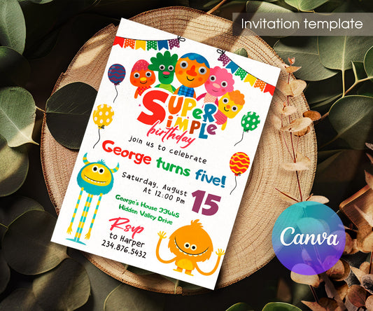 Super Simple Songs customizable invitation template | Share or Print | SV965
