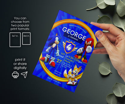 Sonic the Hedgehog customizable invitation template | Share or Print | SB535