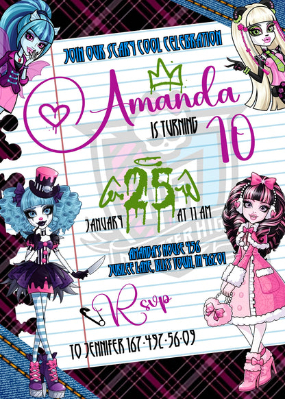 Monster High customizable invitation template | Share or Print | girl | TR431