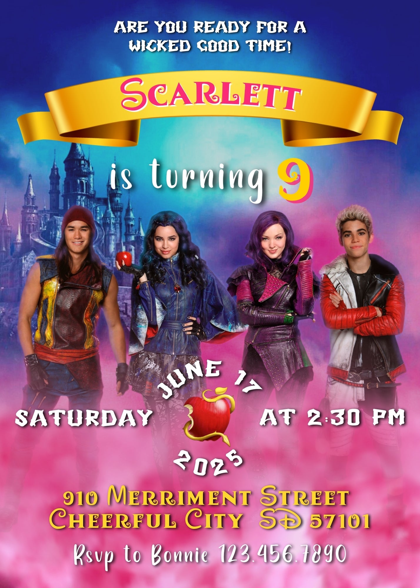 Descendants Disney customizable invitation template | Share or Print | JC041