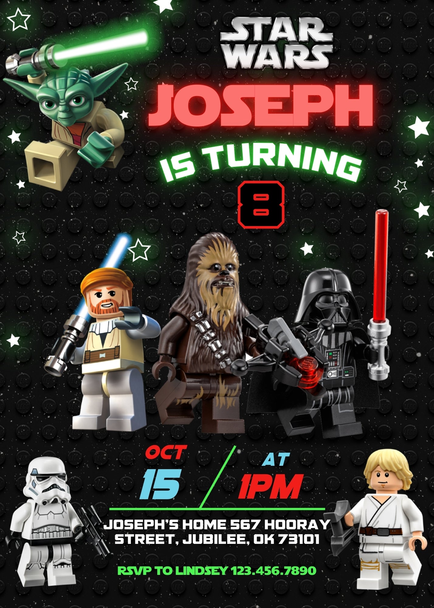 Star Wars Darth Vader Lego Minifigures customizable invitation template | Share or Print | OS707