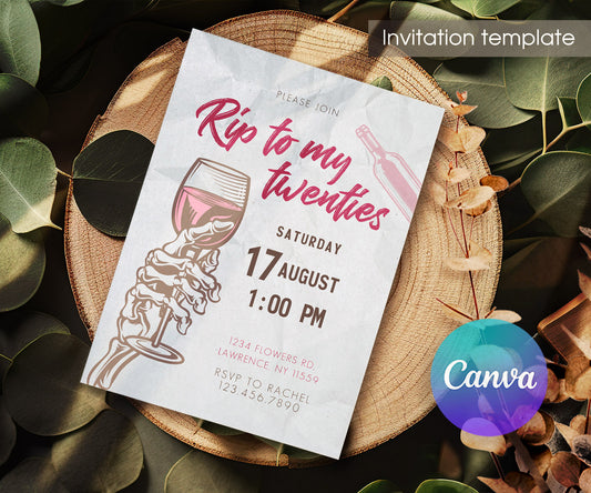 Rip Twenties Birthday customizable invitation template | Share or Print | DL655