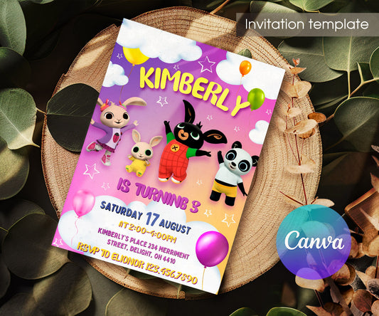 Bing Bunny customizable invitation template | Share or Print | HB976