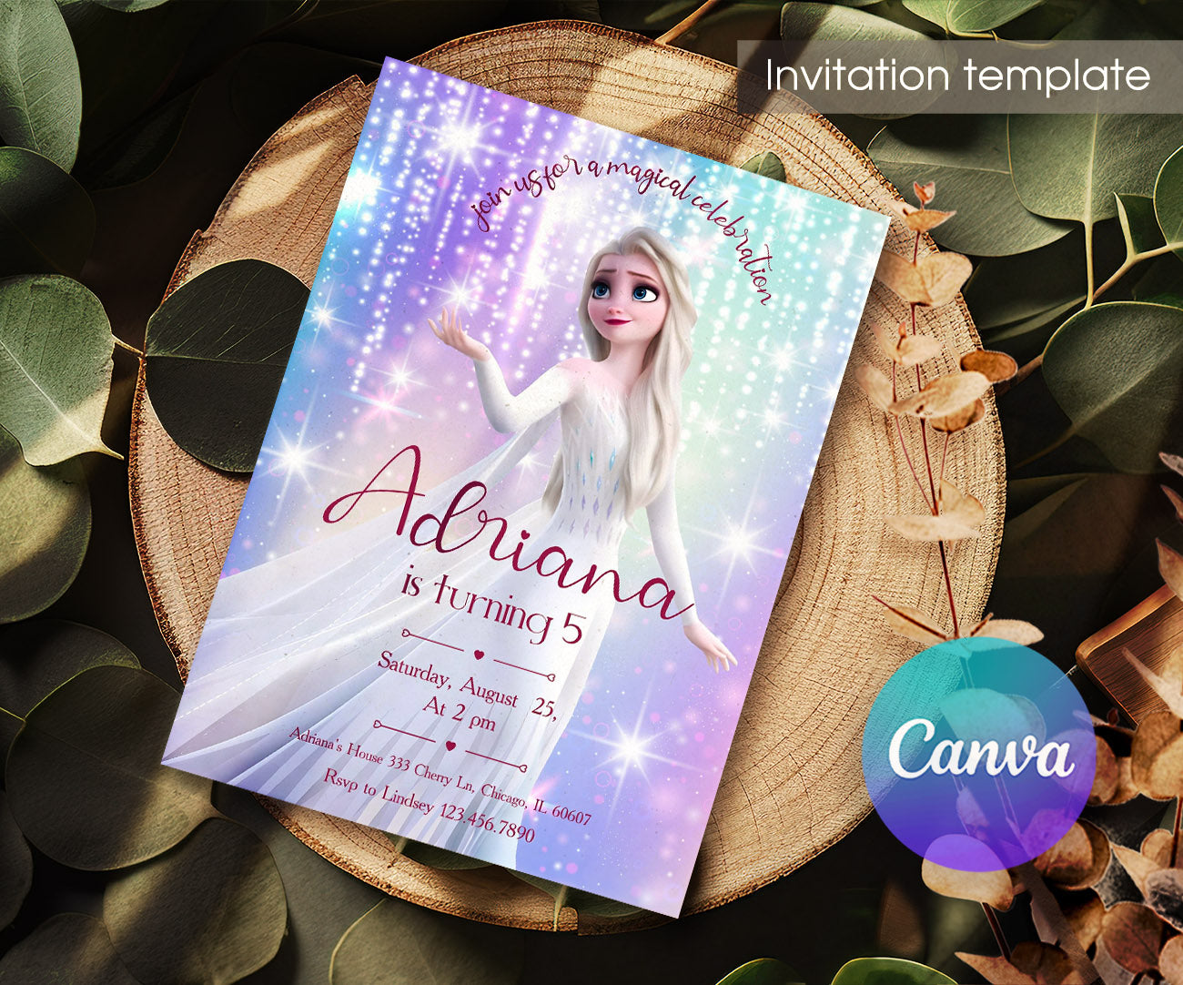 Frozen Elsa customizable invitation template | Share or Print | girl | WI340