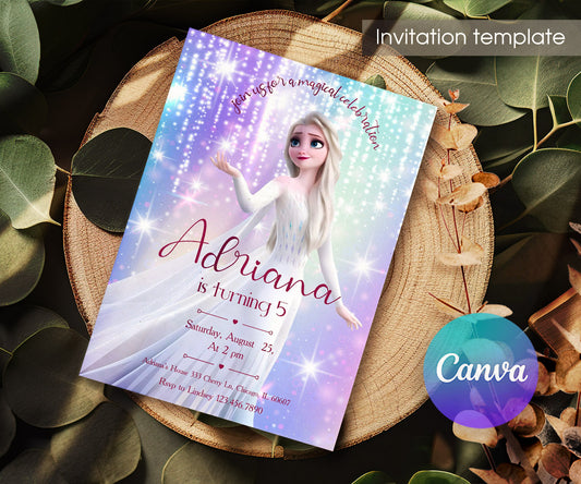 Frozen Elsa customizable invitation template | Share or Print | girl | WI340