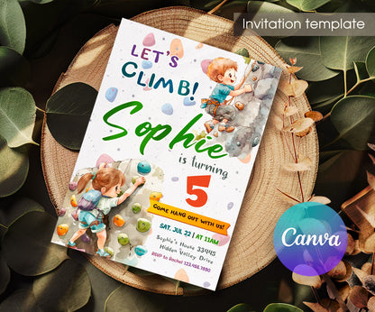 Rock Climbing customizable invitation template | Share or Print | OA698