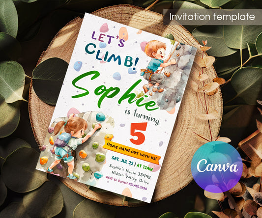 Rock Climbing customizable invitation template | Share or Print | OA698
