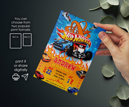 Hot Wheels Racing customizable invitation template | Share or Print | boy | VT382