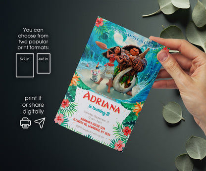 Moana Princess customizable invitation template | Share or Print | girl | GK920