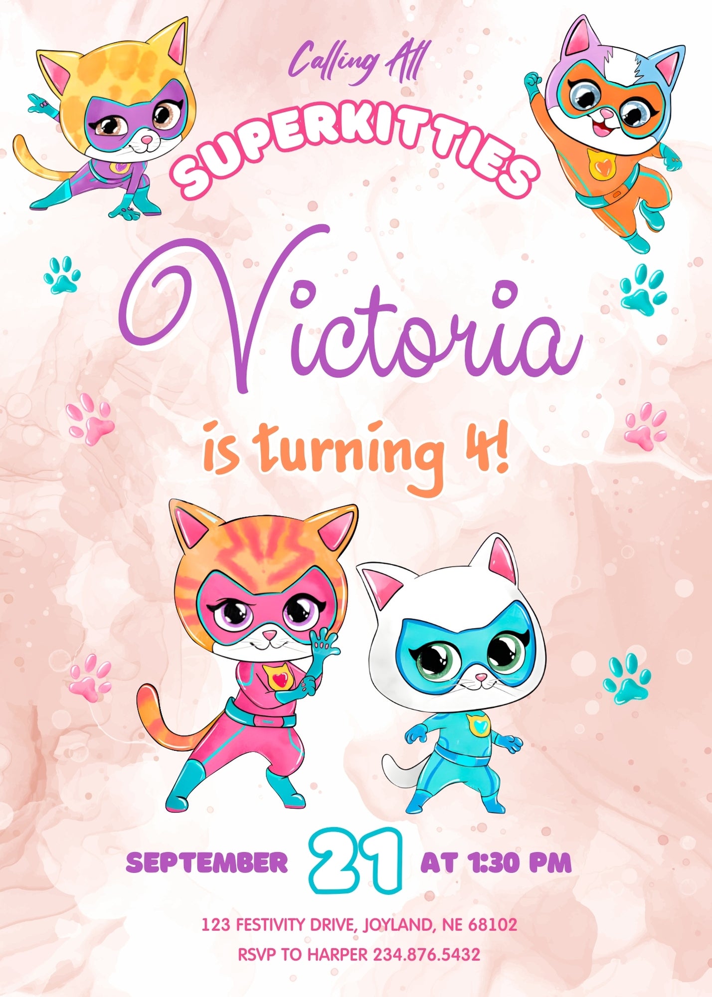 SuperKitties customizable invitation template | Share or Print | ZP604