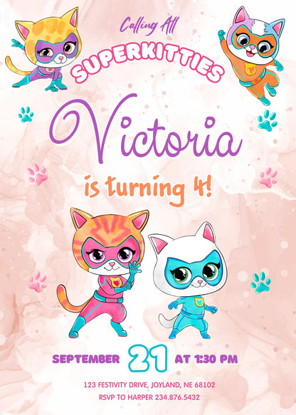 SuperKitties customizable invitation template | Share or Print | ZP604