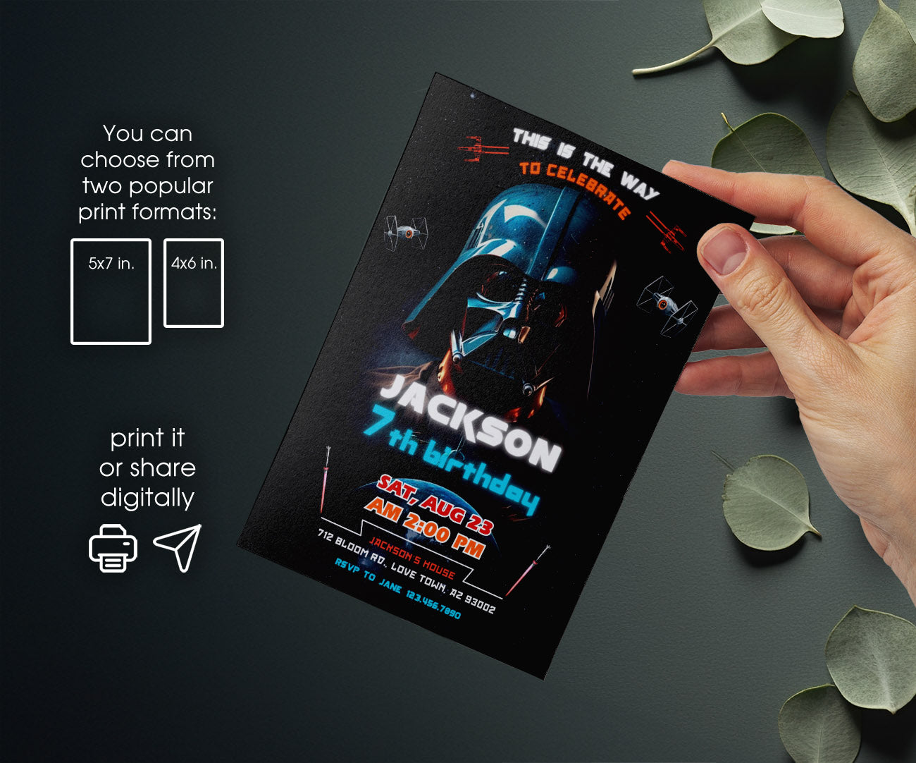 Star Wars Darth Vader customizable invitation template | Share or Print | boy | KQ374