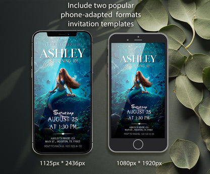 The Little Mermaid Ariel customizable invitation template | Share or Print | girl | XR270