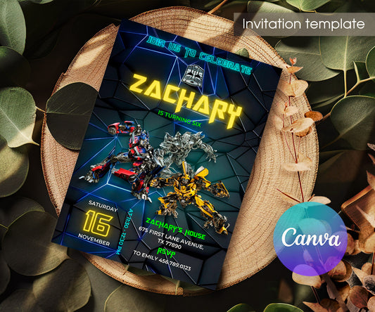 Transformers Rescue Bots customizable invitation template | Share or Print | boy | GO095