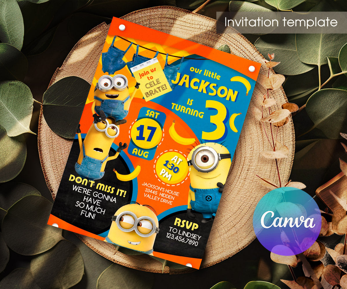 Minions Despicable Me customizable invitation template | Share or Print | OH336