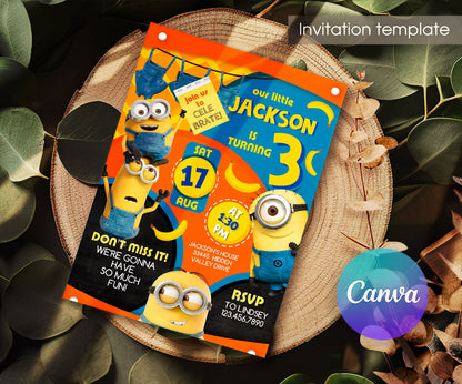 Minions Despicable Me customizable invitation template | Share or Print | OH336