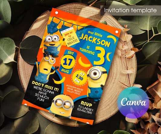 Minions Despicable Me customizable invitation template | Share or Print | OH336