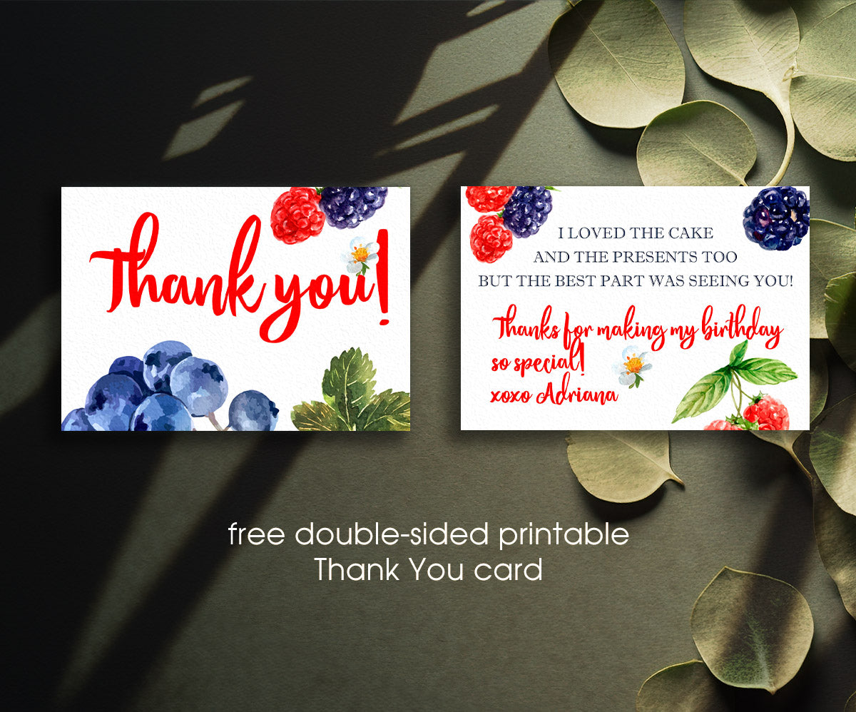 Berry First Birthday customizable invitation template | Share or Print | girl | KL922