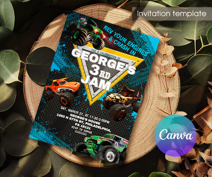 Monster Jam  Monster Truck customizable invitation template | Share or Print | boy | PC787