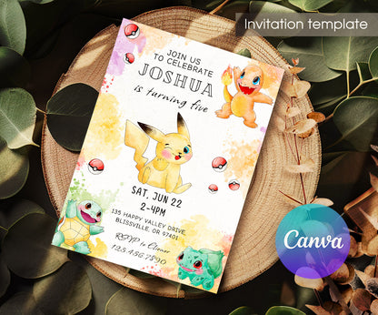 Pokemon Pikachu customizable invitation template | Share or Print | VE397