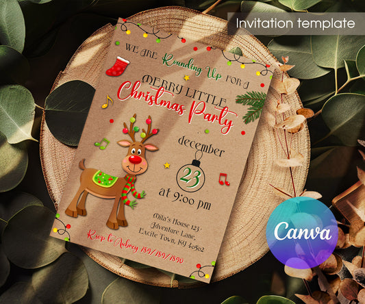 Rudolph the Red-Nosed Reindeer customizable invitation template | Share or Print | GO970
