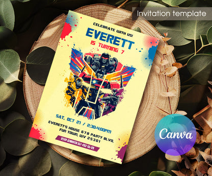 Transformers One Rescue Bots customizable invitation template | Share or Print | boy | ZO033