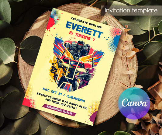 Transformers One Rescue Bots customizable invitation template | Share or Print | boy | ZO033
