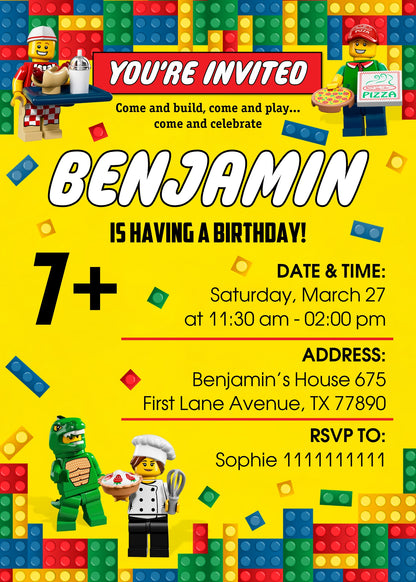 Lego Minifigures customizable invitation template | Share or Print | CO171