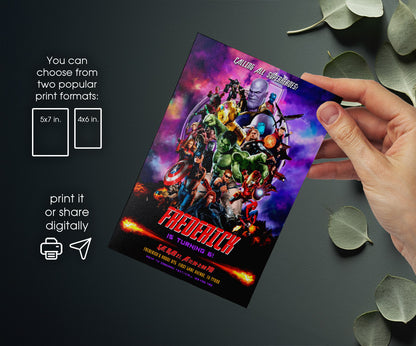 Avengers Marvel Superhero customizable invitation template | Share or Print | boy | QP010