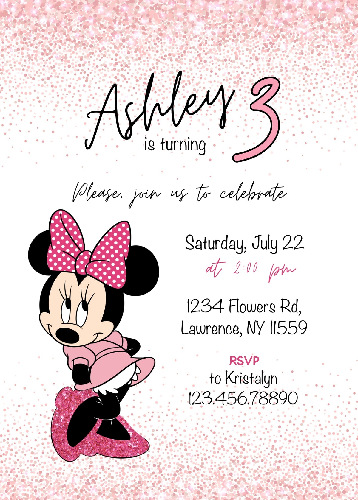 Minnie Mouse Disney Mickey customizable invitation template | Share or Print | girl | AY997