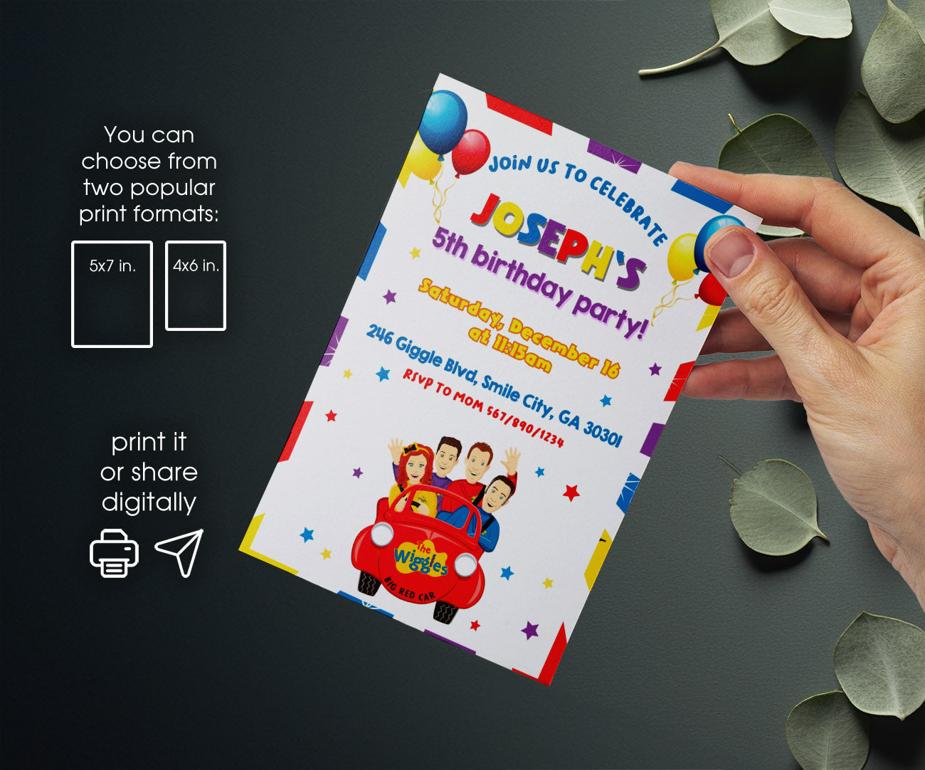 Wiggles One Finger One Thumb customizable invitation template | Share or Print | IW711