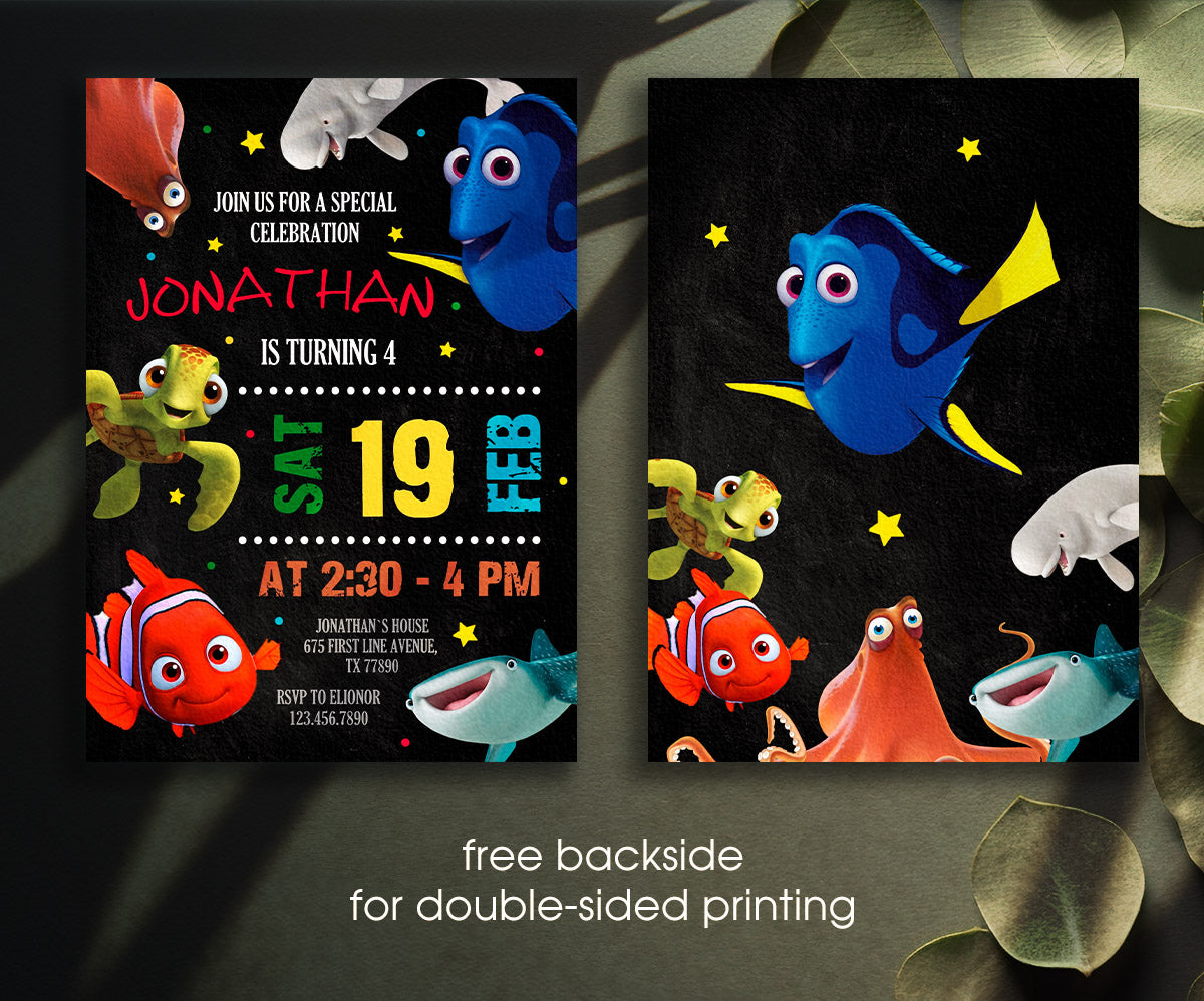 Finding Dory Nemo customizable invitation template | Share or Print | FW357