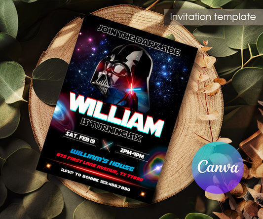 Star Wars Darth Vader customizable invitation template | Share or Print | boy | EP629
